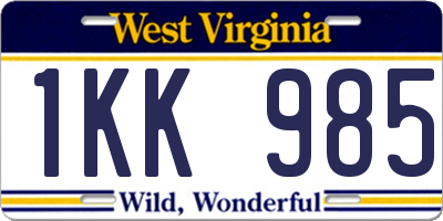 WV license plate 1KK985