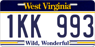 WV license plate 1KK993