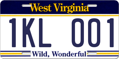 WV license plate 1KL001