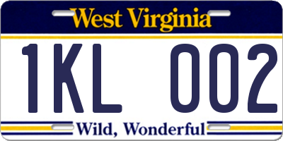 WV license plate 1KL002