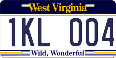WV license plate 1KL004