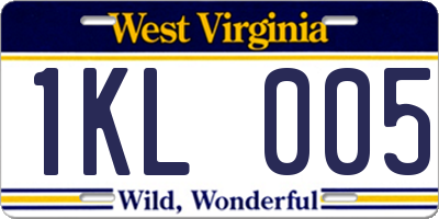 WV license plate 1KL005