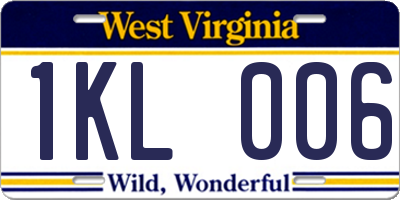 WV license plate 1KL006