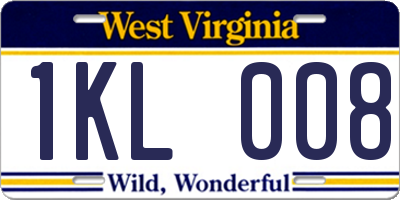 WV license plate 1KL008