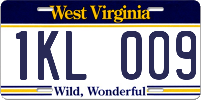 WV license plate 1KL009