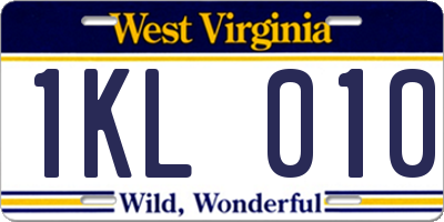 WV license plate 1KL010