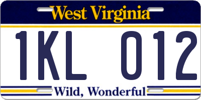 WV license plate 1KL012
