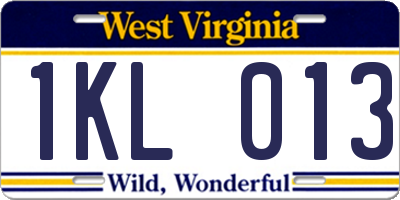 WV license plate 1KL013
