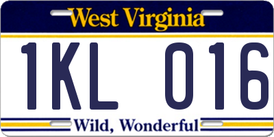 WV license plate 1KL016