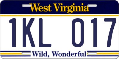 WV license plate 1KL017