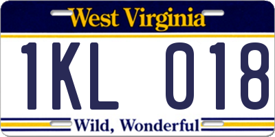 WV license plate 1KL018