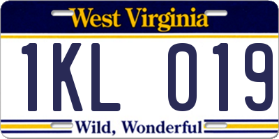 WV license plate 1KL019