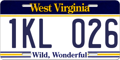 WV license plate 1KL026
