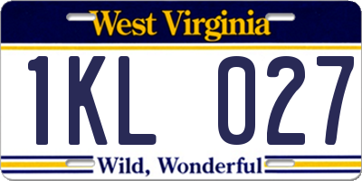 WV license plate 1KL027