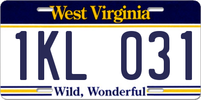 WV license plate 1KL031