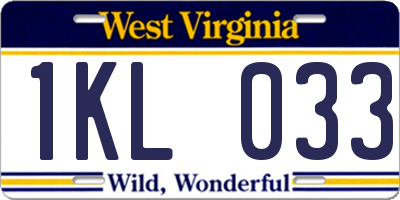 WV license plate 1KL033