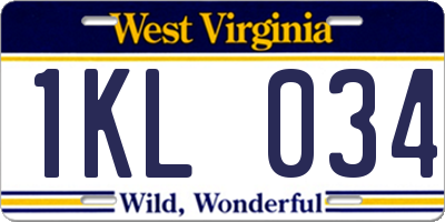 WV license plate 1KL034
