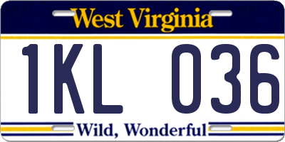 WV license plate 1KL036