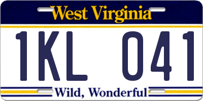 WV license plate 1KL041