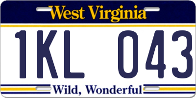 WV license plate 1KL043
