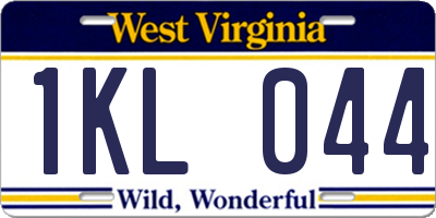 WV license plate 1KL044