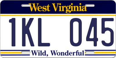 WV license plate 1KL045