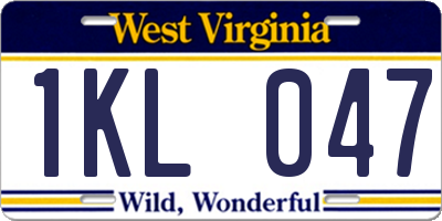 WV license plate 1KL047