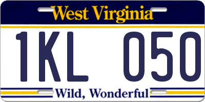 WV license plate 1KL050