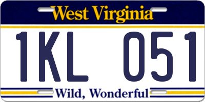 WV license plate 1KL051