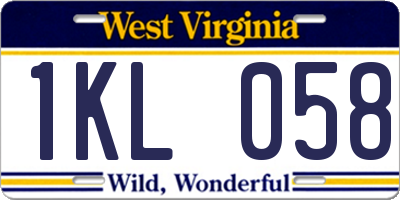 WV license plate 1KL058