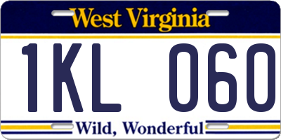 WV license plate 1KL060