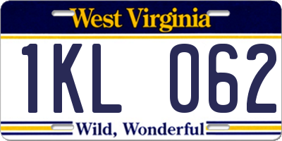 WV license plate 1KL062