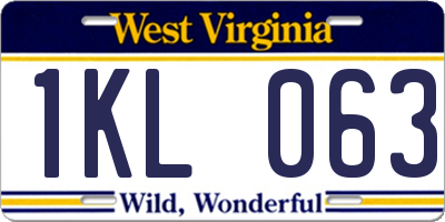 WV license plate 1KL063