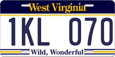 WV license plate 1KL070