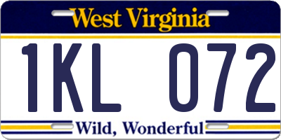 WV license plate 1KL072