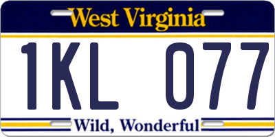 WV license plate 1KL077