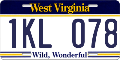 WV license plate 1KL078