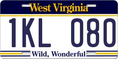WV license plate 1KL080