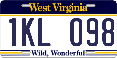 WV license plate 1KL098