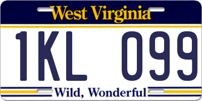 WV license plate 1KL099