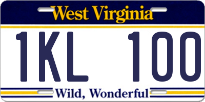 WV license plate 1KL100