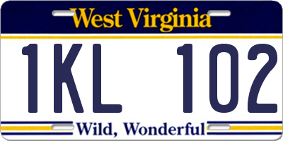 WV license plate 1KL102