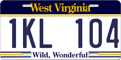 WV license plate 1KL104