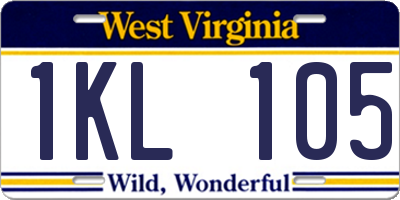 WV license plate 1KL105
