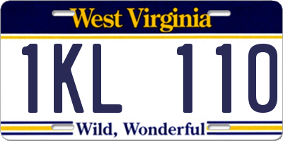 WV license plate 1KL110