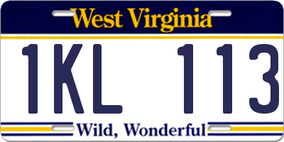 WV license plate 1KL113