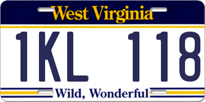 WV license plate 1KL118