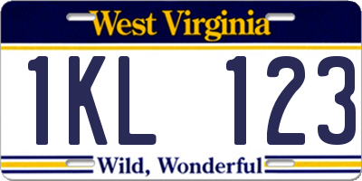 WV license plate 1KL123
