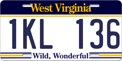 WV license plate 1KL136