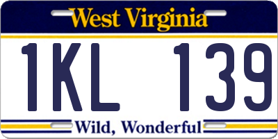WV license plate 1KL139